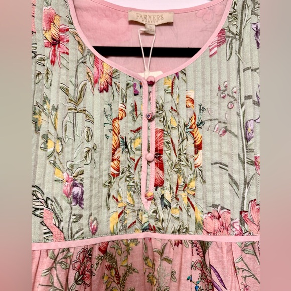 Floral Boho Blouse with Pink and Green Accents - Picture 4 of 9